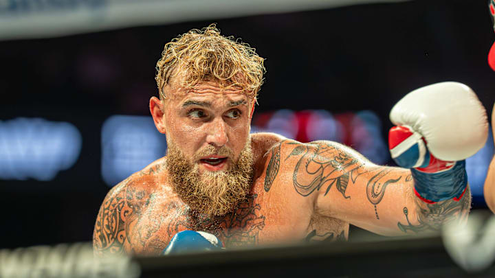 Jake Paul is closing in to strike Julio Chavez Jr.'s face at the Honda Center in Anaheim California on June 29th, 2025.