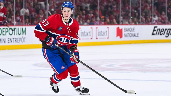 May 16, 2026; Montreal, Quebec, CAN; Montreal Canadiens right wing Ivan Demidov (93) plays the puck against the Buffalo Sabres during the first period in game six of the second round of the 2026 Stanley Cup Playoffs at Bell Centre. Mandatory Credit: David Kirouac-Imagn Images