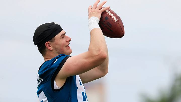 Jacksonville Jaguars tight end Nate Boerkircher (87) catches a pass during rookie minicamp at the Miller Electric Center, Saturday, May 9, 2026 in Jacksonville, Fla. Today was the second of a three day camp concluding Sunday. Jacksonville Jaguars tight end Nate Boerkircher (87) catches a pass during rookie minicamp at the Miller Electric Center, Saturday, May 9, 2026 in Jacksonville, Fla. Today was the second of a three day camp concluding Sunday.
