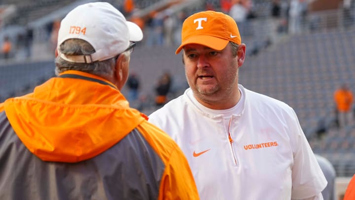 Tennessee head coach Josh Heupel during a NCAA football game between Tennessee and UTEP in Neyland Stadium on Saturday, November 23, 2024.