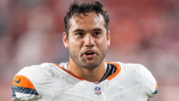 August 9, 2025; Santa Clara, California, USA; Denver Broncos linebacker Karene Reid (47) after the game against the San Francisco 49ers at Levi's Stadium. August 9, 2025; Santa Clara, California, USA; Denver Broncos linebacker Karene Reid (47) after the game against the San Francisco 49ers at Levi's Stadium.