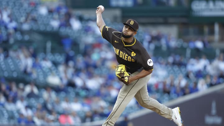 May 7, 2024; Chicago, Illinois, USA; San Diego Padres starting pitcher Randy Vasquez (98) delivers a pitch against the Chicago Cubs during the first inning at Wrigley Field. Mandatory Credit: Kamil Krzaczynski-USA TODAY Sports May 7, 2024; Chicago, Illinois, USA; San Diego Padres starting pitcher Randy Vasquez (98) delivers a pitch against the Chicago Cubs during the first inning at Wrigley Field. Mandatory Credit: Kamil Krzaczynski-USA TODAY Sports