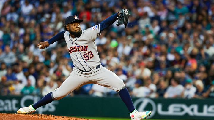 Houston Astros starting pitcher Cristian Javier throws against the Seattle Mariners during the first inning at T-Mobile Park. Mandatory Credit: Joe Nicholson-Imagn Images Houston Astros starting pitcher Cristian Javier throws against the Seattle Mariners during the first inning at T-Mobile Park. Mandatory Credit: Joe Nicholson-Imagn Images