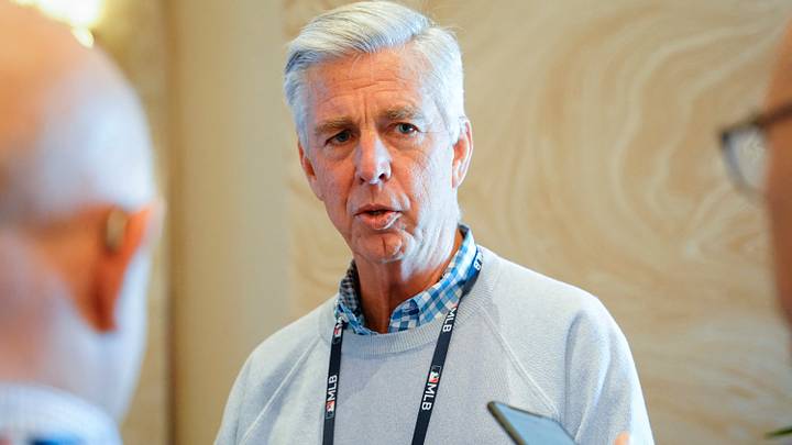Nov 9, 2022; Las Vegas, NV, USA; Philadelphia Phillies president of baseball operations Dave Dombrowski answers questions from the media during the MLB GM Meetings at The Conrad Las Vegas. Mandatory Credit: Lucas Peltier-USA TODAY Sports Nov 9, 2022; Las Vegas, NV, USA; Philadelphia Phillies president of baseball operations Dave Dombrowski answers questions from the media during the MLB GM Meetings at The Conrad Las Vegas. Mandatory Credit: Lucas Peltier-USA TODAY Sports