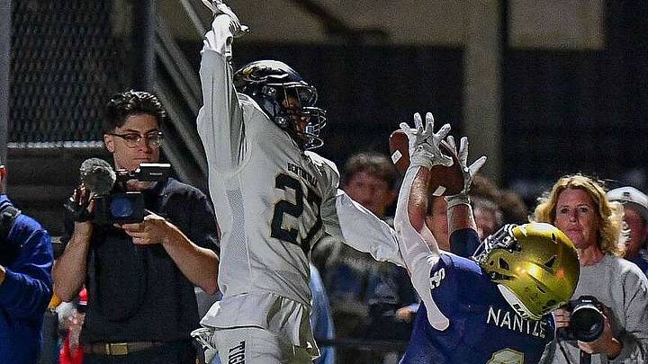 Shiloh Christian receiver Silas Nantze hauls in a catch during the Saints' home win against Bentonville on Oct. 2, 2026. Shiloh Christian receiver Silas Nantze hauls in a catch during the Saints' home win against Bentonville on Oct. 2, 2026.
