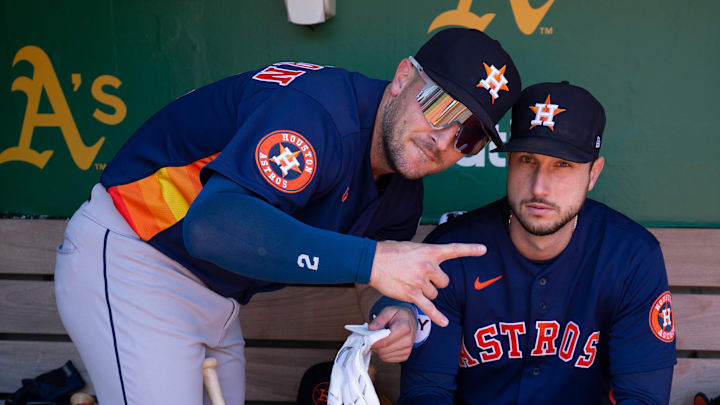 Houston Astros players Alex Bregman, Kyle Tucker