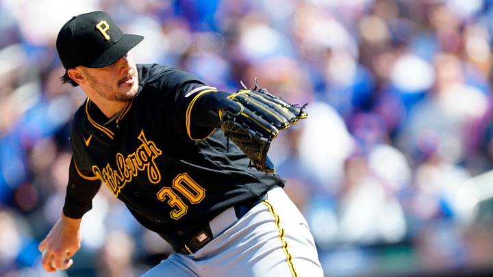 Pittsburgh Pirates pitcher Paul Skenes (30) is shown as he pitches in the first inning, Thursday, March 26, 2026. The Mets scored five runs to knock Skenes out of the game in t he first. Pittsburgh Pirates pitcher Paul Skenes (30) is shown as he pitches in the first inning, Thursday, March 26, 2026. The Mets scored five runs to knock Skenes out of the game in t he first.