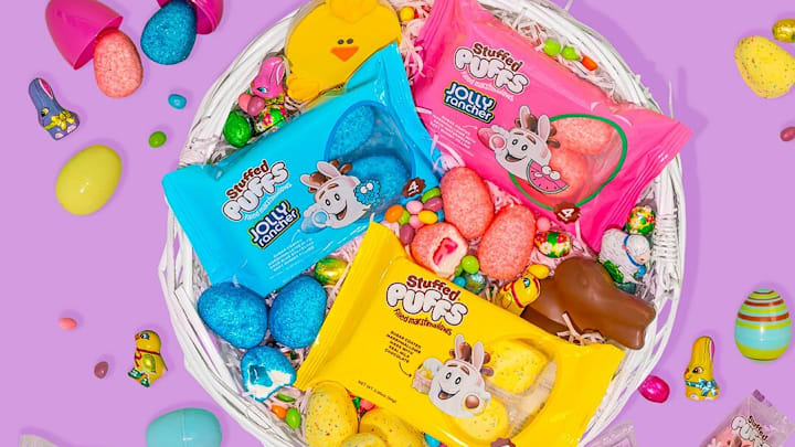 Stuffed Puffs Easter Marshmallows filled with Jolly Ranchers