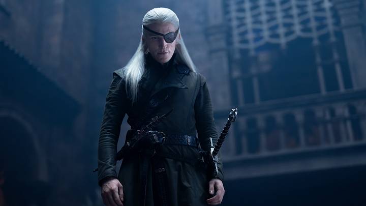 Ewan Mitchell (Aemond Targaryen) in House of the Dragon season 3. Photograph by Ollie Upton/HBO.