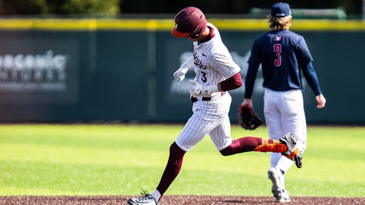 Anderson French rounds second during his home run trot.