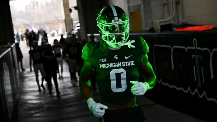 Michigan State's Keon Coleman heads out of the tunnel before the football game against Rutgers on Saturday, Nov. 12, 2022, in East Lansing.

221112 Msu Rutgers Fb 029a