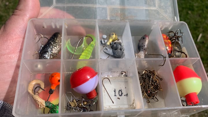 A small tackle box with basic fishing tackle is great for impromptu fishing trips or backcountry camping. A small tackle box with basic fishing tackle is great for impromptu fishing trips or backcountry camping.