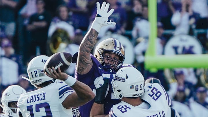 Jacob Bandes provides a heavy pass rush against Northwestern.