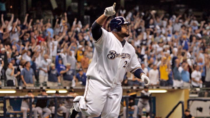 Milwaukee Brewers' Prince Fielder hits a walk off home run to beat the Pittsburgh Pirates 7-5 at