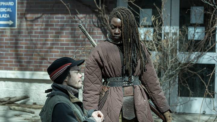 Matthew Jeffers as Nat, Danai Gurira as Michonne - The Walking Dead: The Ones Who Live _ Season 1, Episode 2 - Photo Credit: Gene Page/AMC Matthew Jeffers as Nat, Danai Gurira as Michonne - The Walking Dead: The Ones Who Live _ Season 1, Episode 2 - Photo Credit: Gene Page/AMC