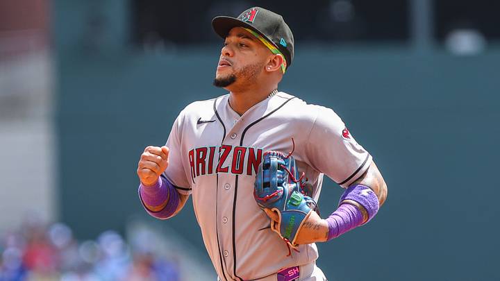 Aug 16, 2026; Cumberland, Georgia, USA; Arizona Diamondbacks second baseman Ketel Marte (4) runs to the dugout during the game against the Arizona Diamondbacks during the fourth inning at Truist Park. Mandatory Credit: Jordan Godfree-Imagn Images Aug 16, 2026; Cumberland, Georgia, USA; Arizona Diamondbacks second baseman Ketel Marte (4) runs to the dugout during the game against the Arizona Diamondbacks during the fourth inning at Truist Park. Mandatory Credit: Jordan Godfree-Imagn Images