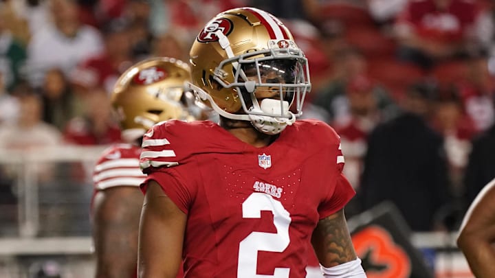Sep 9, 2024; Santa Clara, California, USA; San Francisco 49ers cornerback Deommodore Lenoir (2) waits for the snap against the New York Jets at Levi's Stadium. Mandatory Credit: David Gonzales-Imagn Images Sep 9, 2024; Santa Clara, California, USA; San Francisco 49ers cornerback Deommodore Lenoir (2) waits for the snap against the New York Jets at Levi's Stadium. Mandatory Credit: David Gonzales-Imagn Images
