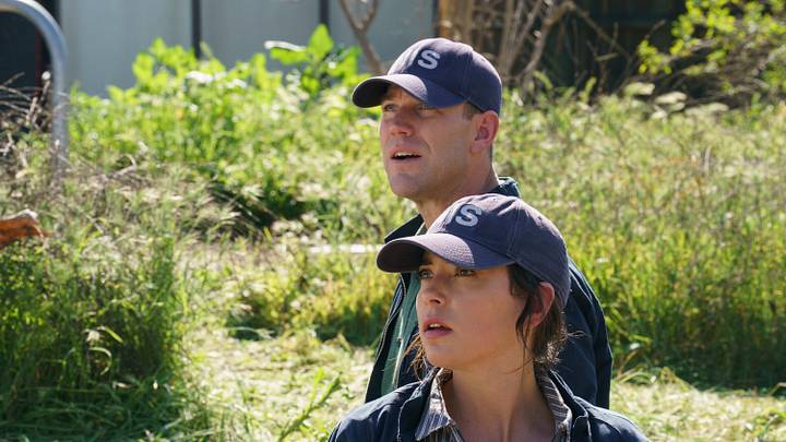 "Johnny B. Goode" -- Coverage of the CBS Original Series NCIS: ORIGINS, scheduled to air Tuesday, April 14 (9:00-10:00 PM, ET/PT) on the CBS Television Network. Pictured L to R: Mariel Molino as Cecilia “Lala” Dominguez and Austin Stowell as Leroy Jethro Gibbs