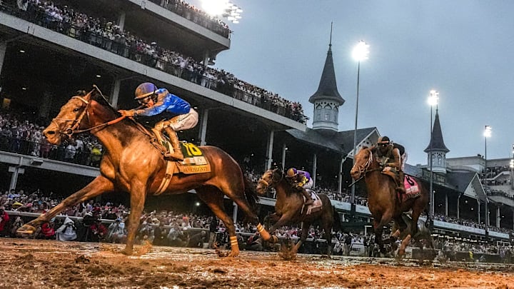 Sovereignty, with Junior Alvarado up, wins the 151st Kentucky Derby at Churchill Downs.