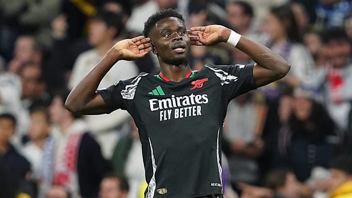 Bukayo Saka scored Arsenal's first goal at the Santiago Bernabéu.