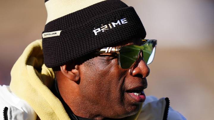 Nov 29, 2024; Boulder, Colorado, USA; Colorado Buffaloes head coach Deion Sanders before the game against the Oklahoma State Cowboys at Folsom Field. Mandatory Credit: Ron Chenoy-Imagn Images