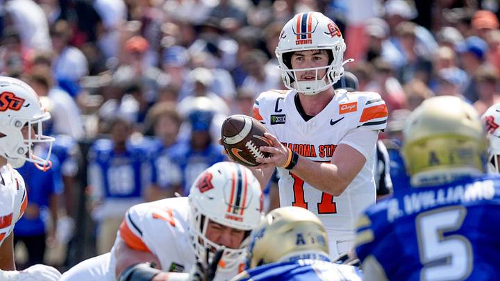 Oklahoma State quarterback Drew Mestemaker. Oklahoma State quarterback Drew Mestemaker.