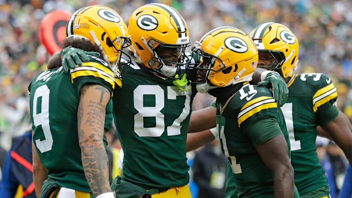 Green Bay Packers WRs Romeo Doubs, Christian Watson, Jayden Reed