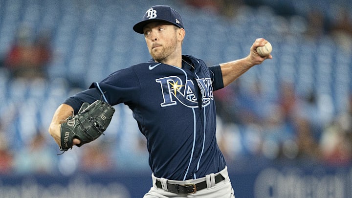 Sep 13, 2022; Toronto, Ontario, CAN; Tampa Bay Rays starting pitcher Jeffrey Springs (59) throws a pitch against the Toronto Blue Jays during the first inning at Rogers Centre. Mandatory Credit: Nick Turchiaro-Imagn Images Sep 13, 2022; Toronto, Ontario, CAN; Tampa Bay Rays starting pitcher Jeffrey Springs (59) throws a pitch against the Toronto Blue Jays during the first inning at Rogers Centre. Mandatory Credit: Nick Turchiaro-Imagn Images