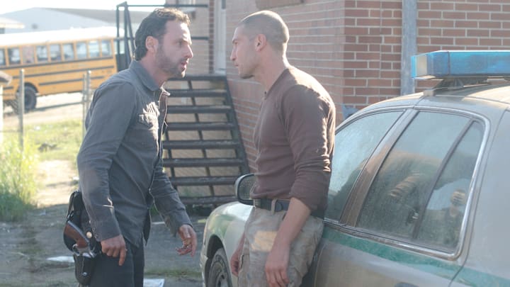 Rick Grimes (Andrew Lincoln) and Shane Walsh (Jon Bernthal) - The Walking Dead - Season 2, Episode 10 - Photo Credit: Gene Page/AMC