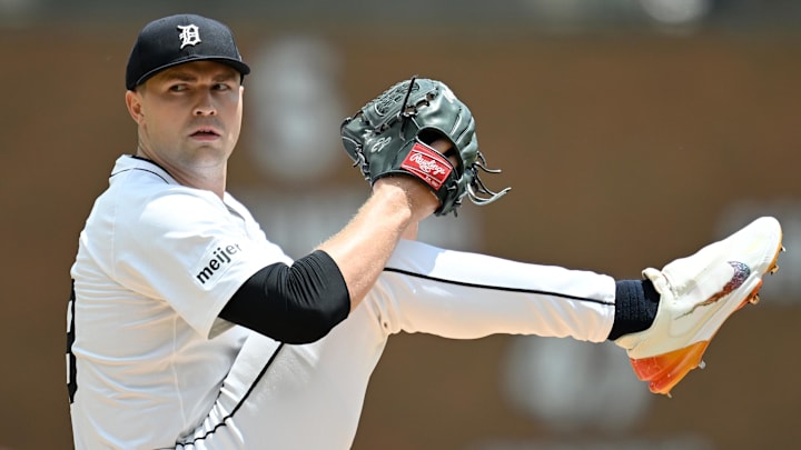 Jun 9, 2024; Detroit, Michigan, USA; Detroit Tigers pitcher Tarik Skubal (29) throws a pitch against the Milwaukee Brewers in the second inning at Comerica Park. Mandatory Credit: Lon Horwedel-Imagn Images Jun 9, 2024; Detroit, Michigan, USA; Detroit Tigers pitcher Tarik Skubal (29) throws a pitch against the Milwaukee Brewers in the second inning at Comerica Park. Mandatory Credit: Lon Horwedel-Imagn Images