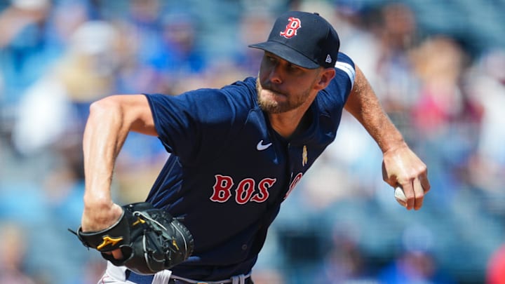 Sep 3, 2023; Kansas City, Missouri, USA; Boston Red Sox starting pitcher Chris Sale (41) pitches