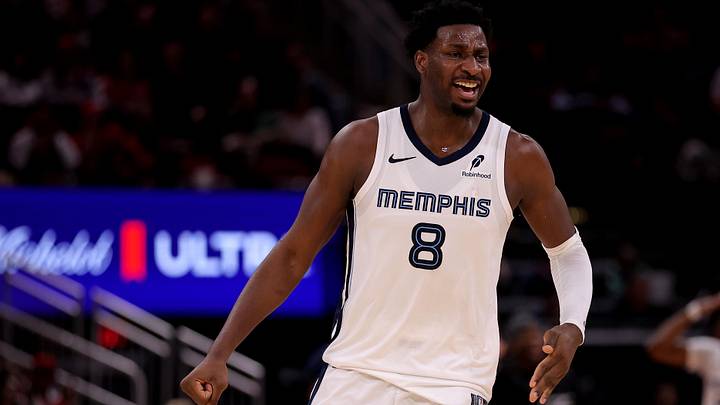 Jan 26, 2026; Houston, Texas, USA; Memphis Grizzlies forward Jaren Jackson Jr. (8) reacts after a made basket against the Houston Rockets during the second quarter at Toyota Center. Mandatory Credit: Erik Williams-Imagn Images Jan 26, 2026; Houston, Texas, USA; Memphis Grizzlies forward Jaren Jackson Jr. (8) reacts after a made basket against the Houston Rockets during the second quarter at Toyota Center. Mandatory Credit: Erik Williams-Imagn Images