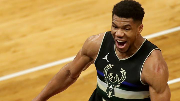 Bucks forward Giannis Antetokounmpo celebrates (Mjs Bucks Bucks01 03144) Bucks forward Giannis Antetokounmpo celebrates (Mjs Bucks Bucks01 03144)