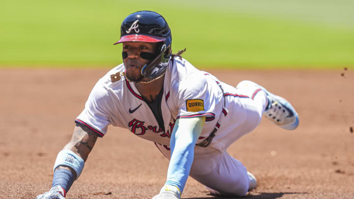 Atlanta Braves right fielder Ronald Acuña Jr. is making progress recovering from his knee injury. Atlanta Braves right fielder Ronald Acuña Jr. is making progress recovering from his knee injury.