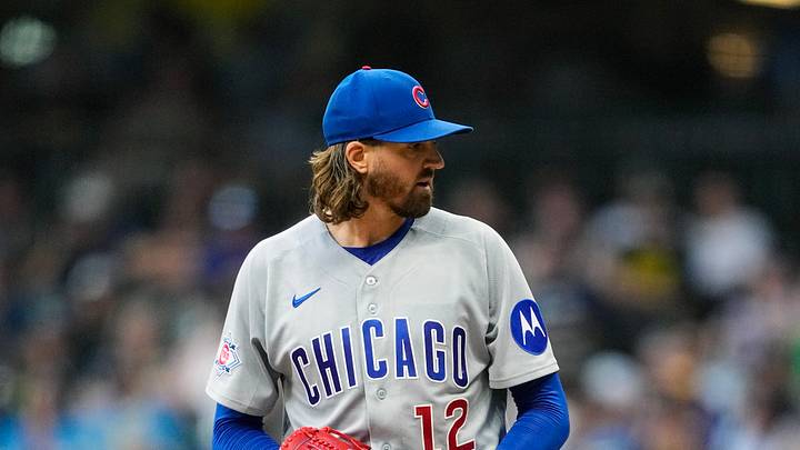 Sep 9, 2026; Milwaukee, Wisconsin, USA;  Chicago Cubs pitcher Kevin Gausman (12) during the game against the Milwaukee Brewers at American Family Field. Mandatory Credit: Jeff Hanisch-Imagn Images