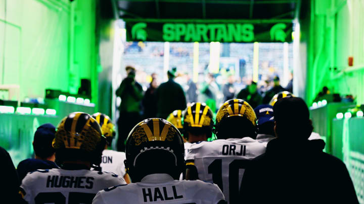 Michigan Football enters Spartan Stadium Michigan Football enters Spartan Stadium