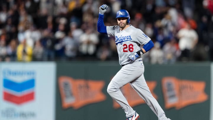 Sep 29, 2023; San Francisco, California, USA; Los Angeles Dodgers designated hitter J.D. Martinez