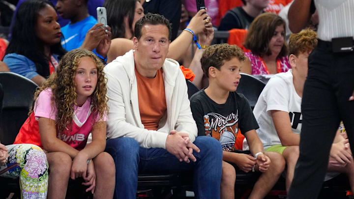 Suns and Mercury owner Mat Ishbia watches the teams play during the WNBA All-Star Game in Phoenix on July 20, 2024.