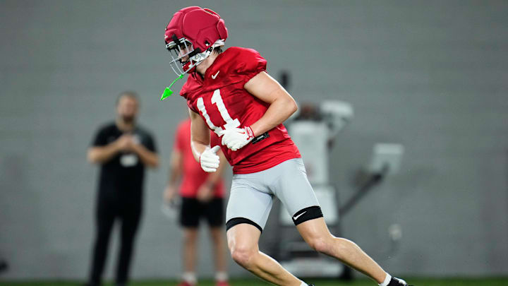 Ohio State Buckeyes wide receiver Brock Boyd (11) runs during the first day of spring workouts for the 2026 football season at Woody Hayes Athletic Complex in Columbus on March 10, 2026. Ohio State Buckeyes wide receiver Brock Boyd (11) runs during the first day of spring workouts for the 2026 football season at Woody Hayes Athletic Complex in Columbus on March 10, 2026.