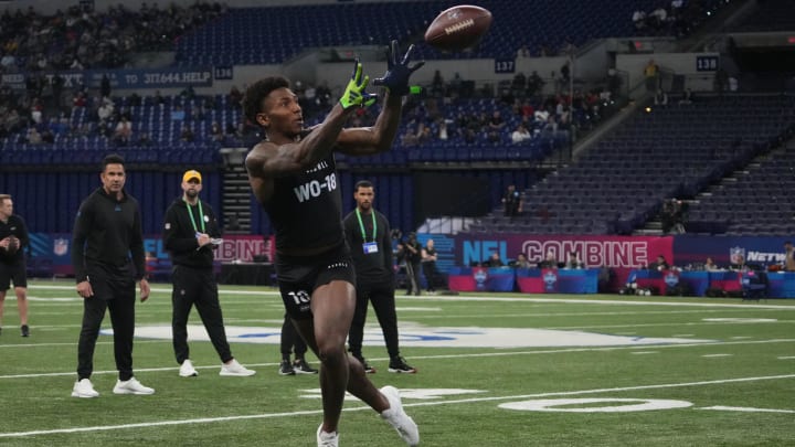 Wide receiver Bub Means (WO18) during the 2024 NFL Combine