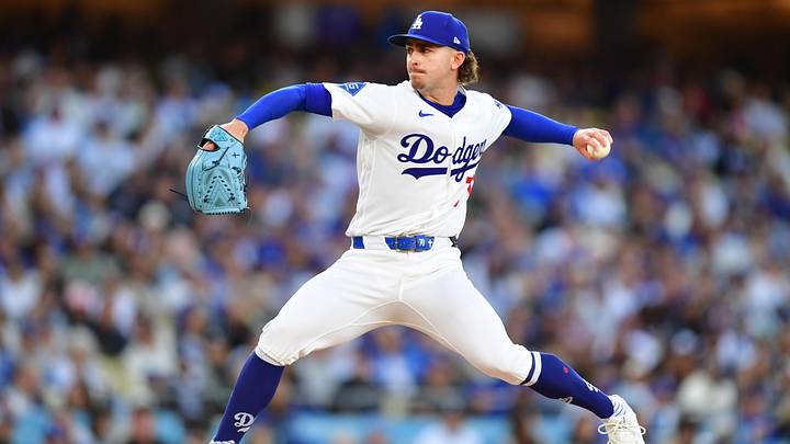 May 29, 2026; Los Angeles, California, USA;  Los Angeles Dodgers relief pitcher Justin Wrobleski (70) pitches against the Philadelphia Phillies in the first inning at Dodger Stadium. Mandatory Credit: Gary A. Vasquez-Imagn Images