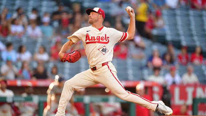 Jul 28, 2026; Anaheim, California, USA; Los Angeles Angels pitcher Reid Detmers (48) throws against the Houston Astros during the first inning at Angel Stadium. Mandatory Credit: Gary A. Vasquez-Imagn Images Jul 28, 2026; Anaheim, California, USA; Los Angeles Angels pitcher Reid Detmers (48) throws against the Houston Astros during the first inning at Angel Stadium. Mandatory Credit: Gary A. Vasquez-Imagn Images