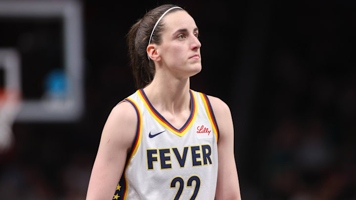 May 22, 2025; Atlanta, Georgia, USA; Indiana Fever guard Caitlin Clark (22) in action against the Atlanta Dream in the first half at State Farm Arena. Mandatory Credit: Brett Davis-Imagn Images May 22, 2025; Atlanta, Georgia, USA; Indiana Fever guard Caitlin Clark (22) in action against the Atlanta Dream in the first half at State Farm Arena. Mandatory Credit: Brett Davis-Imagn Images