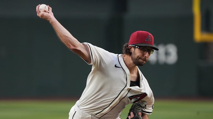 May 6, 2025; Phoenix, Arizona, USA; Arizona Diamondbacks pitcher Zac Gallen (23) throws against the New York Mets in the first inning at Chase Field. Mandatory Credit: Rick Scuteri-Imagn Images May 6, 2025; Phoenix, Arizona, USA; Arizona Diamondbacks pitcher Zac Gallen (23) throws against the New York Mets in the first inning at Chase Field. Mandatory Credit: Rick Scuteri-Imagn Images