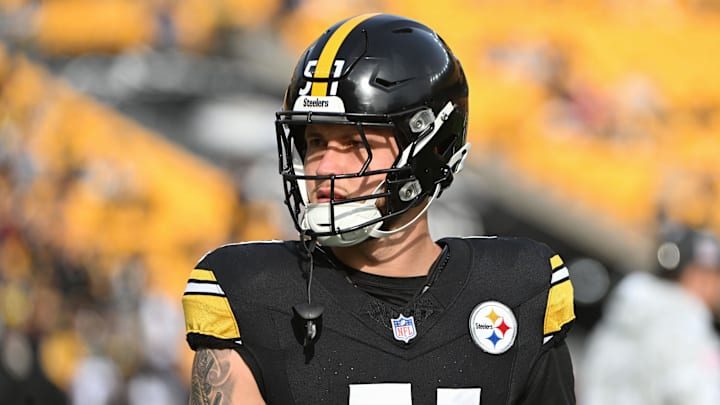 Nov 17, 2024; Pittsburgh, Pennsylvania, USA; Pittsburgh Steelers linebacker Nick Herbig (51) warms up for a game against the Baltimore Ravens at Acrisure Stadium. Mandatory Credit: Barry Reeger-Imagn Images Nov 17, 2024; Pittsburgh, Pennsylvania, USA; Pittsburgh Steelers linebacker Nick Herbig (51) warms up for a game against the Baltimore Ravens at Acrisure Stadium. Mandatory Credit: Barry Reeger-Imagn Images