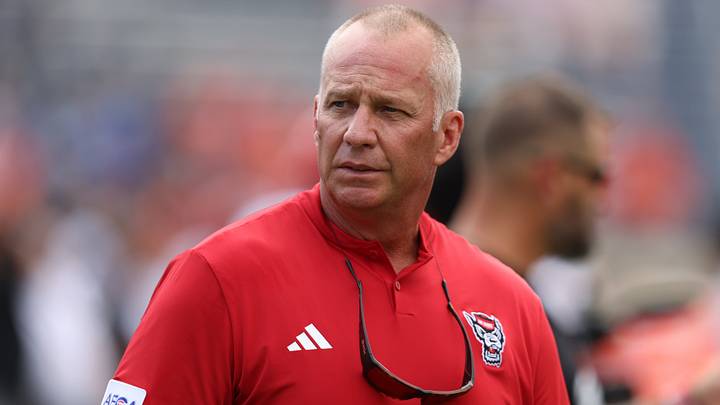 Aug 29, 2026; Charlottesville, Virginia, USA; North Carolina State Wolfpack head coach Dave Doeren before the game against the Virginia Cavaliers at Scott Stadium. Aug 29, 2026; Charlottesville, Virginia, USA; North Carolina State Wolfpack head coach Dave Doeren before the game against the Virginia Cavaliers at Scott Stadium.