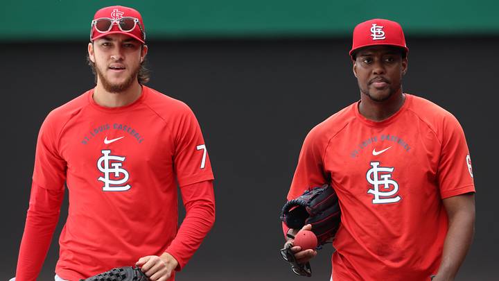 Sep 22, 2026; Pittsburgh, Pennsylvania, USA; St. Louis Cardinals pitchers Luis Gastelum (left) and George Soriano (65) walk on the field before the game against the Pittsburgh Pirates at PNC Park. Mandatory Credit: Charles LeClaire-Imagn Images Sep 22, 2026; Pittsburgh, Pennsylvania, USA; St. Louis Cardinals pitchers Luis Gastelum (left) and George Soriano (65) walk on the field before the game against the Pittsburgh Pirates at PNC Park. Mandatory Credit: Charles LeClaire-Imagn Images
