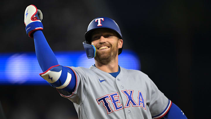 Texas Rangers left fielder Brandon Nimmo.