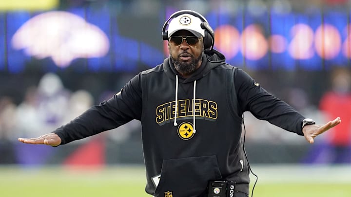 Dec 7, 2025; Baltimore, Maryland, USA; Pittsburgh Steelers head coach Mike Tomlin reacts after a play against the Baltimore Ravens during the second half at M&T Bank Stadium. Mandatory Credit: Mitch Stringer-Imagn Images Dec 7, 2025; Baltimore, Maryland, USA; Pittsburgh Steelers head coach Mike Tomlin reacts after a play against the Baltimore Ravens during the second half at M&T Bank Stadium. Mandatory Credit: Mitch Stringer-Imagn Images