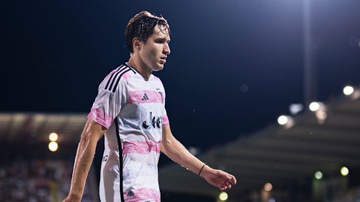 Federico Chiesa of Juventus FC looks on during the friendly...